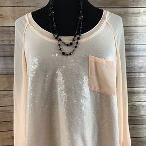 Peach sheer sleeve & sequin 18/20 2XL Lane Bryant